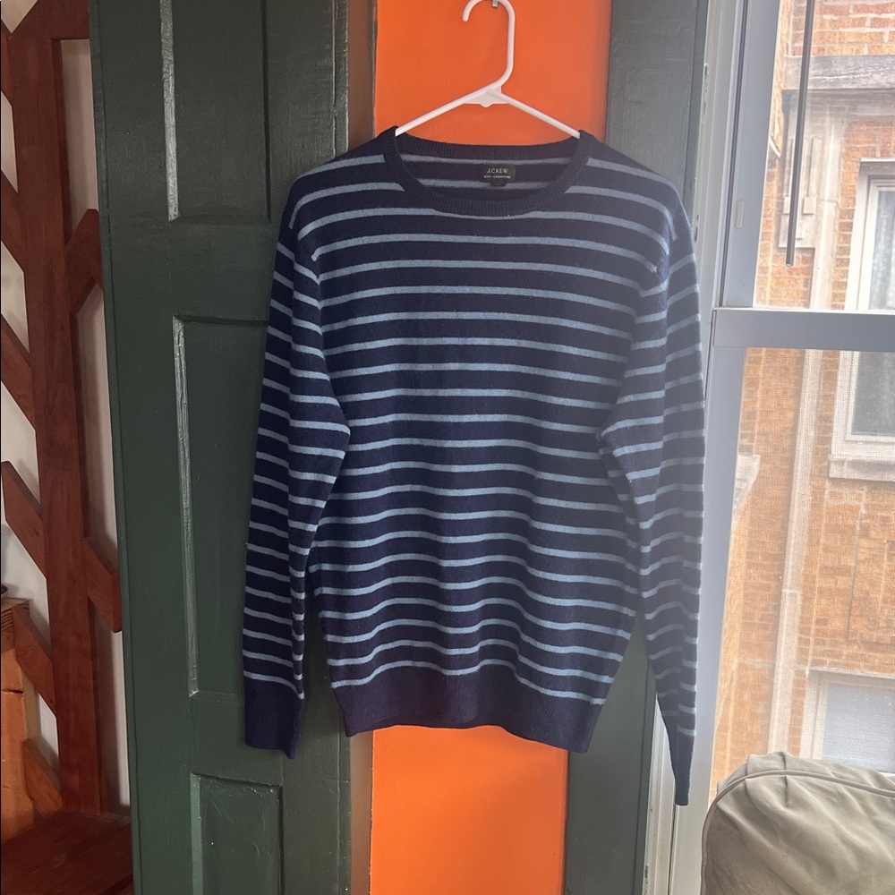 J. Crew Cashmere Striped Crewneck Sweater